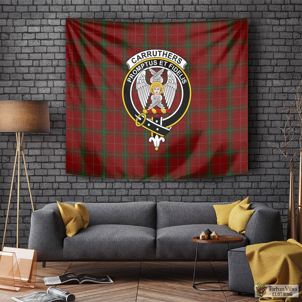 Tartan Vibes Clothing Carruthers Tartan Tapestry Wall Hanging and Home Decor for Room with Family Crest