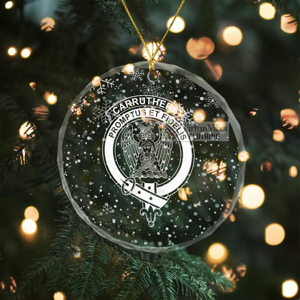 Tartan Vibes Clothing Carruthers Clan Crest Christmas Glass Ornament