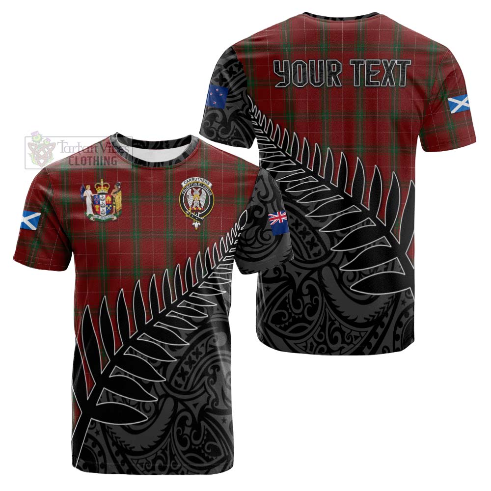 Tartan Vibes Clothing Carruthers Crest Tartan Cotton T-shirt with New Zealand Silver Fern Half Style