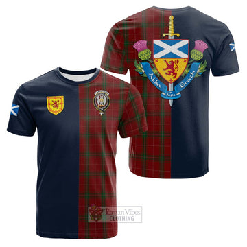 Carruthers Tartan Cotton T-shirt Alba with Scottish Lion Royal Arm Half Style