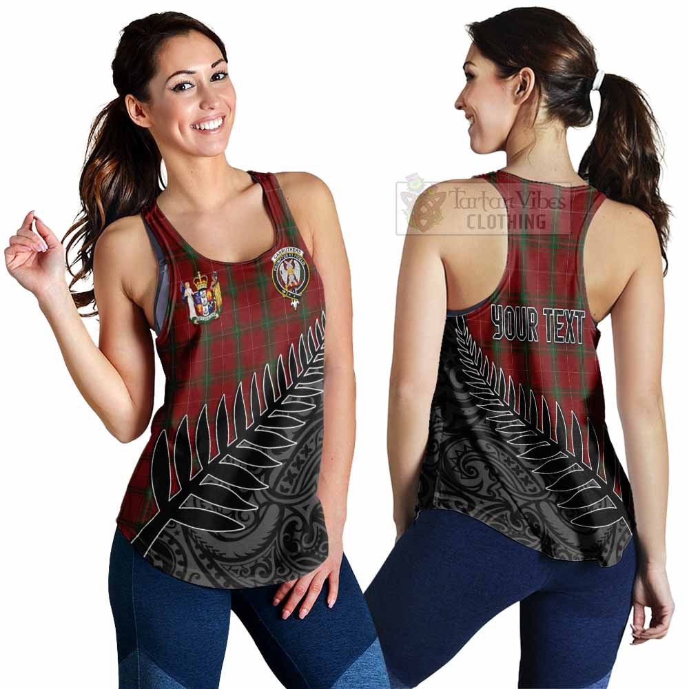 Tartan Vibes Clothing Carruthers Crest Tartan Women's Racerback Tanks with New Zealand Silver Fern Half Style