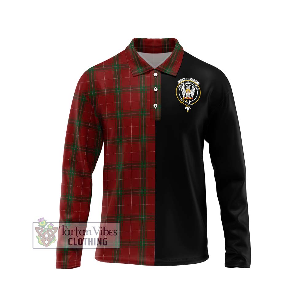 Carruthers Tartan Long Sleeve Polo Shirt with Family Crest and Half Of Me Style Unisex - Tartanvibesclothing Shop