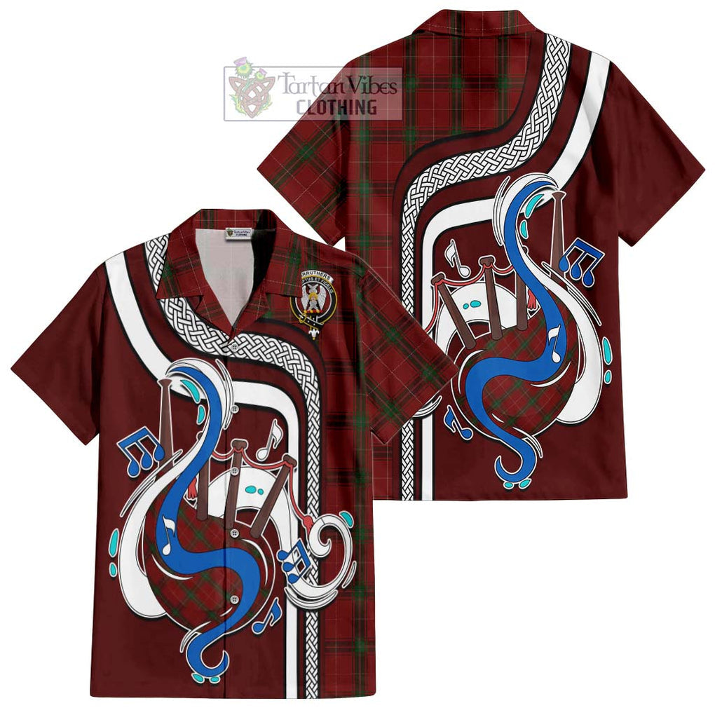 Carruthers Tartan Short Sleeve Button Shirt with Epic Bagpipe Style Kid - Tartanvibesclothing Shop