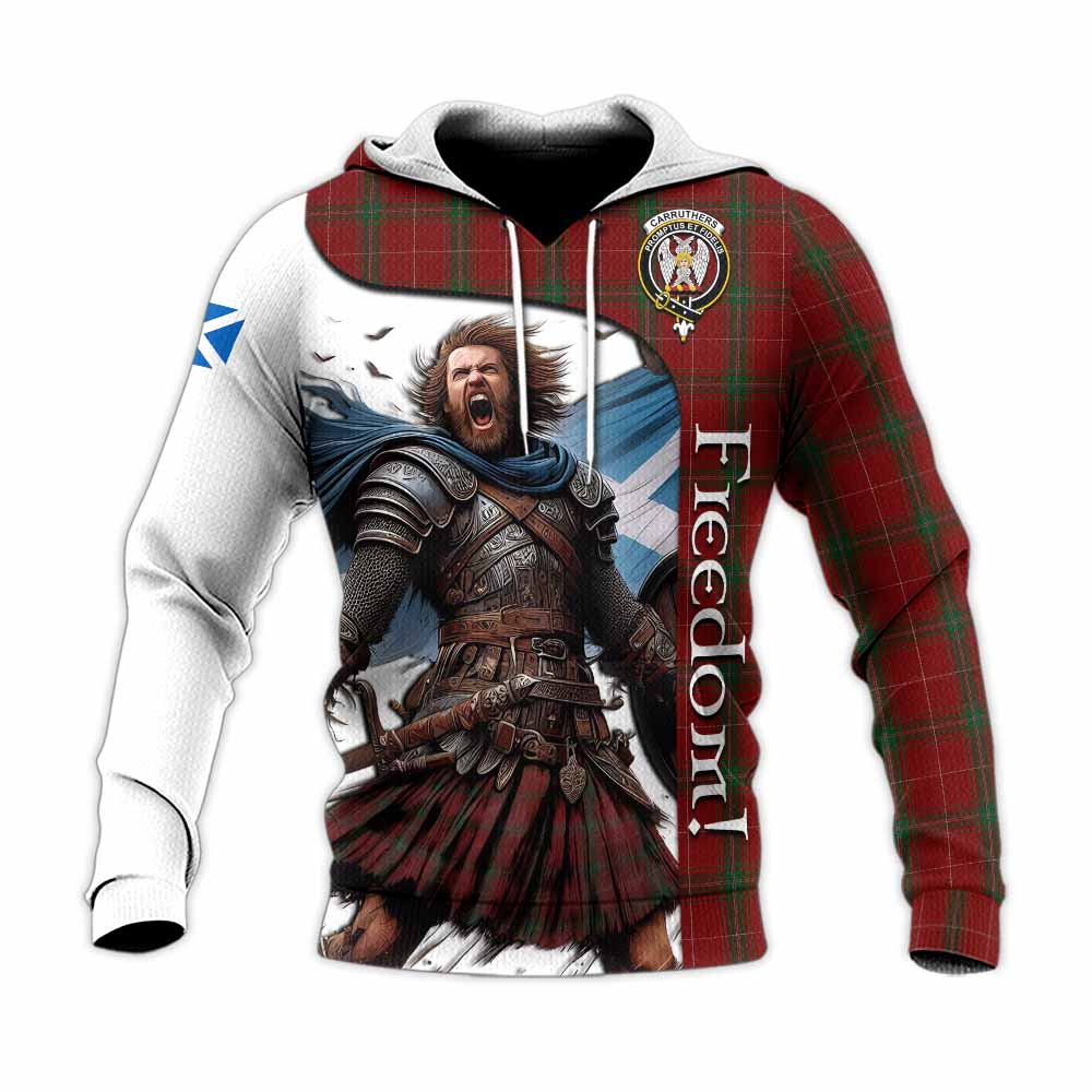 Tartan Vibes Clothing Carruthers Crest Tartan Knitted Hoodie Inspired by the Freedom of Scottish Warrior