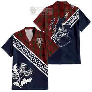 Carruthers Tartan Short Sleeve Button Shirt Featuring Thistle and Scotland Map