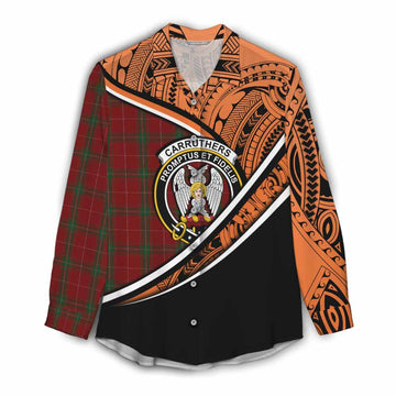 Carruthers Crest Tartan Women's Casual Shirt with Polynesian Vibes Style - Orange Version