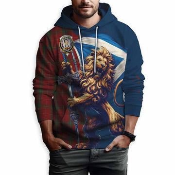 Carruthers Tartan Family Crest Hoodie with Scottish Majestic Lion