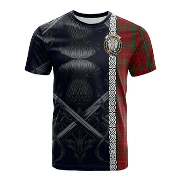 Carruthers Tartan Cotton T-shirt with Family Crest Cross Sword Thistle Celtic Vibes