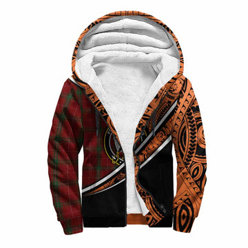 Carruthers Crest Tartan Sherpa Hoodie with Polynesian Vibes Style - Orange Version