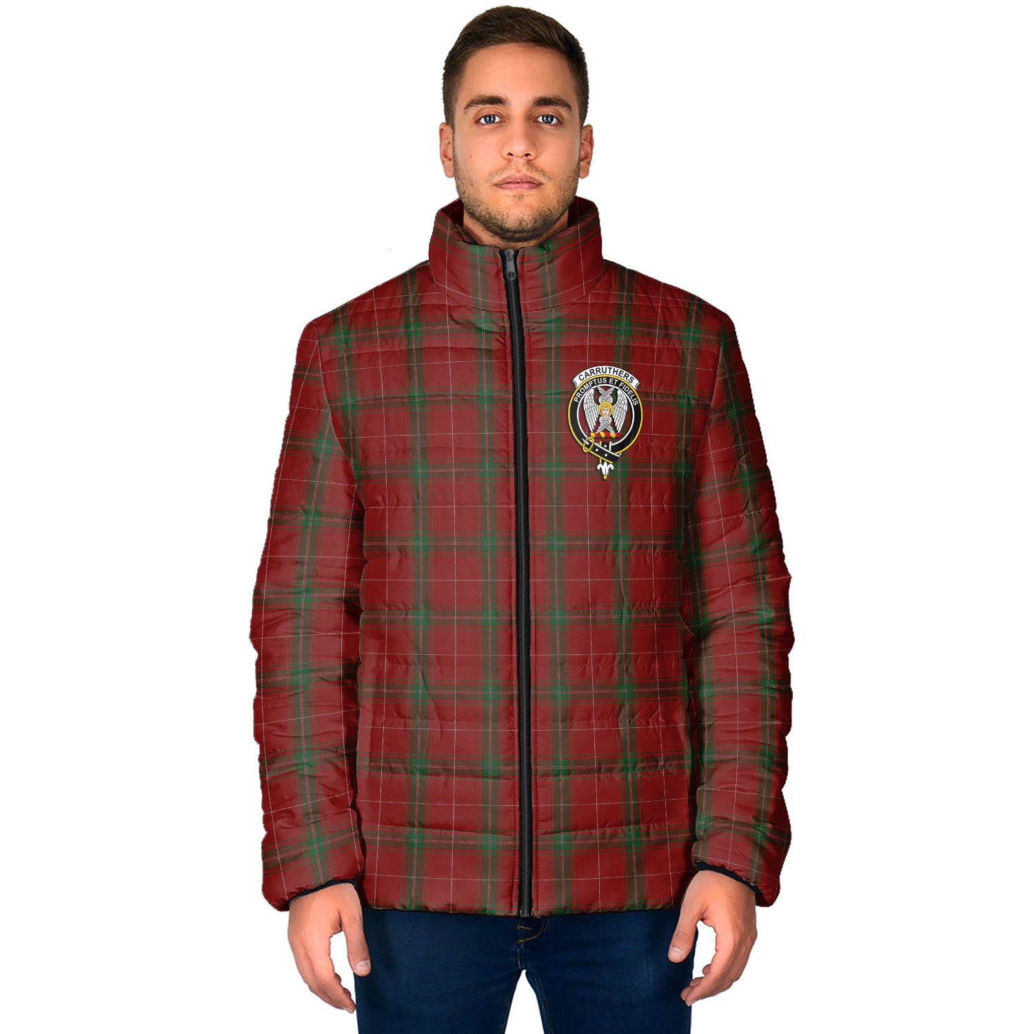 Carruthers Tartan Padded Jacket with Family Crest - Tartan Vibes Clothing