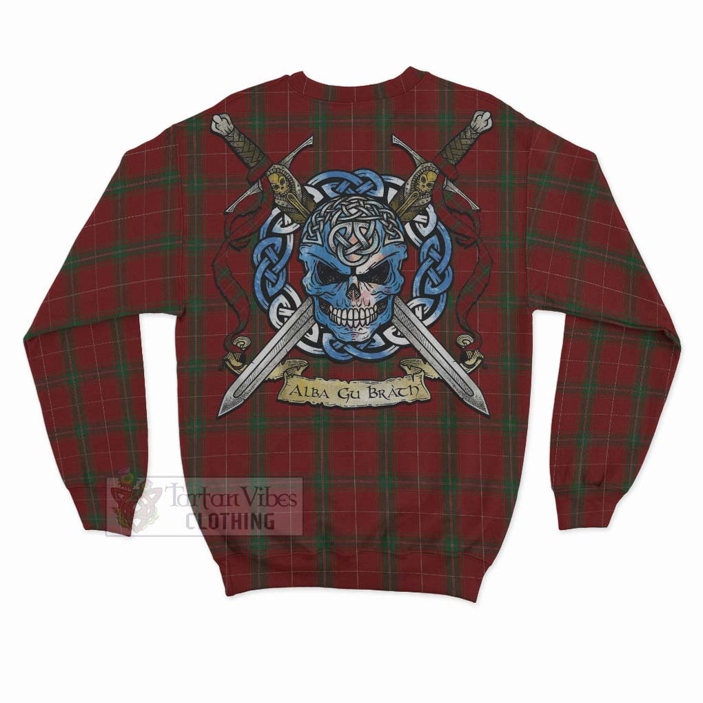 Tartan Vibes Clothing Carruthers Tartan Sweatshirt with Family Crest Celtic Skull Style