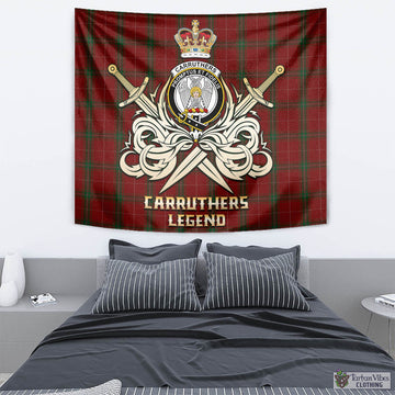 Carruthers Tartan Tapestry with Clan Crest and the Golden Sword of Courageous Legacy