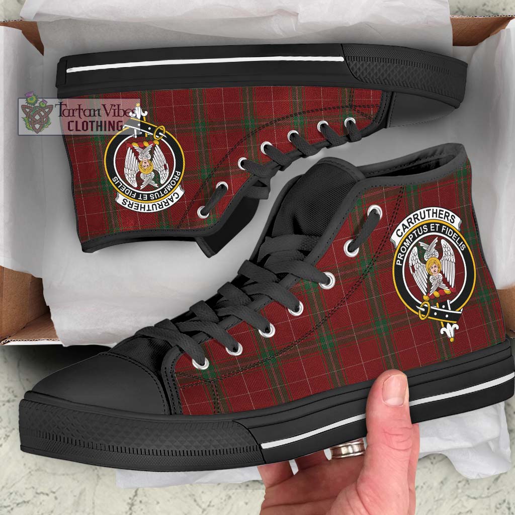 Tartan Vibes Clothing Carruthers Tartan High Top Shoes with Family Crest