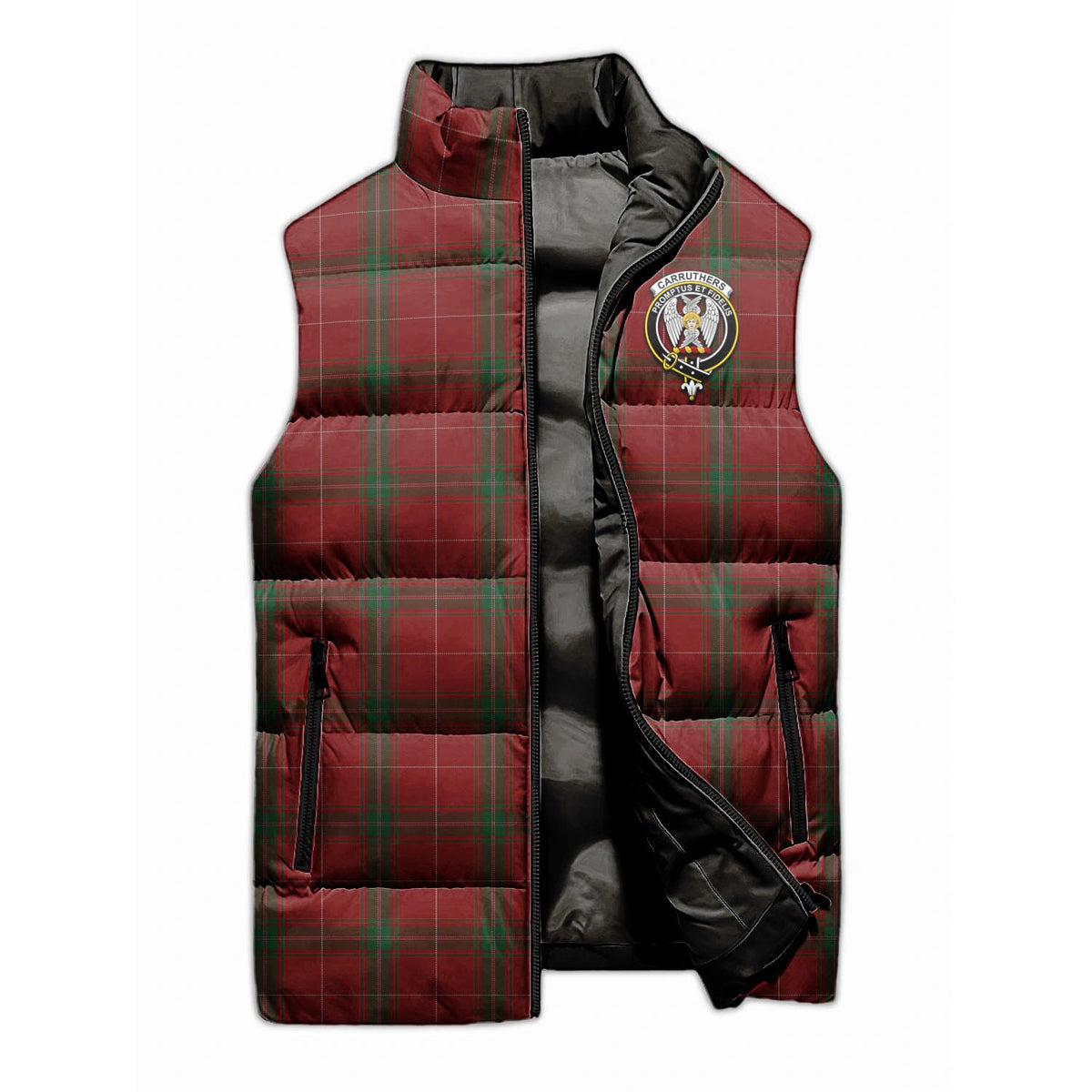 Carruthers Tartan Sleeveless Puffer Jacket with Family Crest - Tartan Vibes Clothing