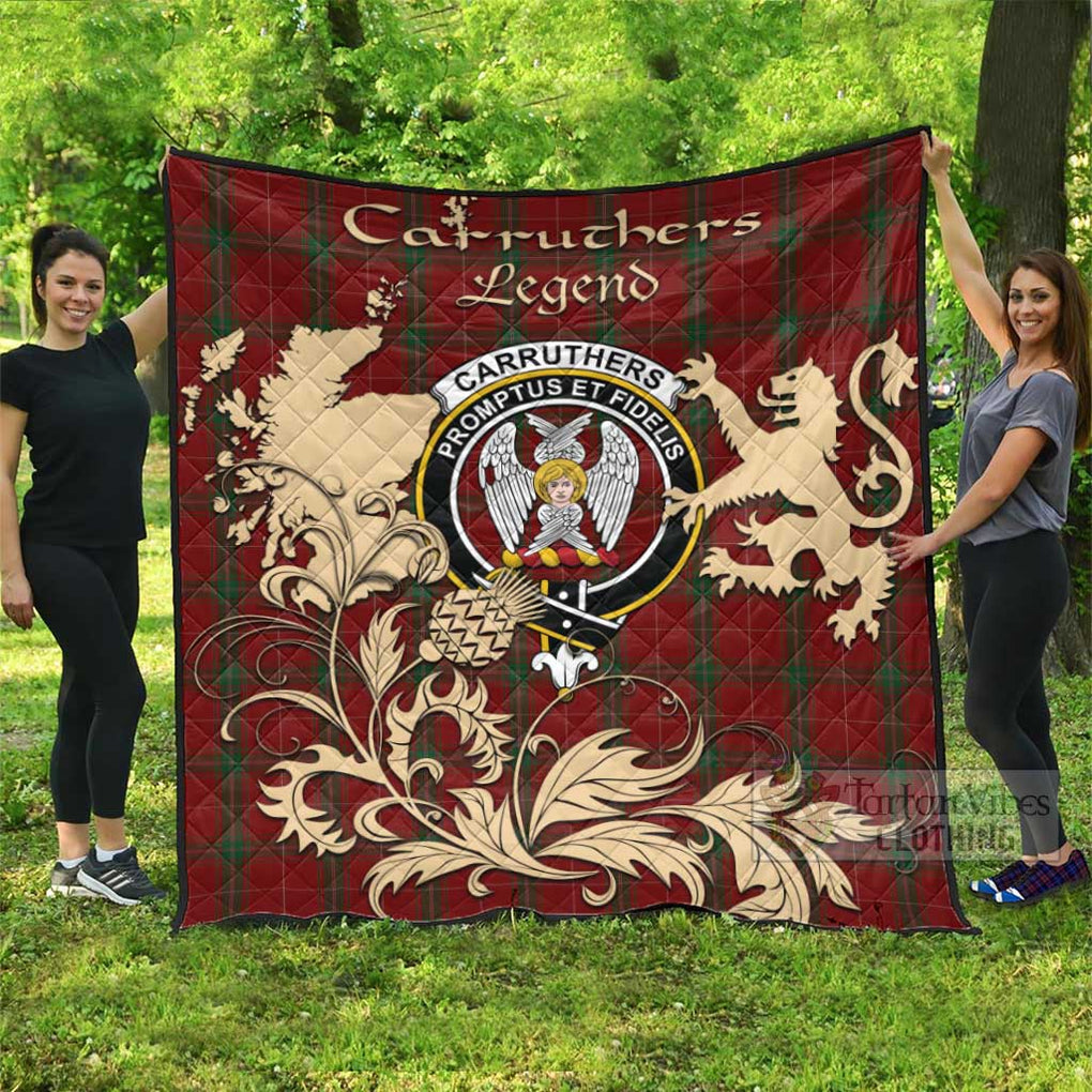 Tartan Vibes Clothing Carruthers Tartan Quilt with Family Crest and Scottish Symbol Style