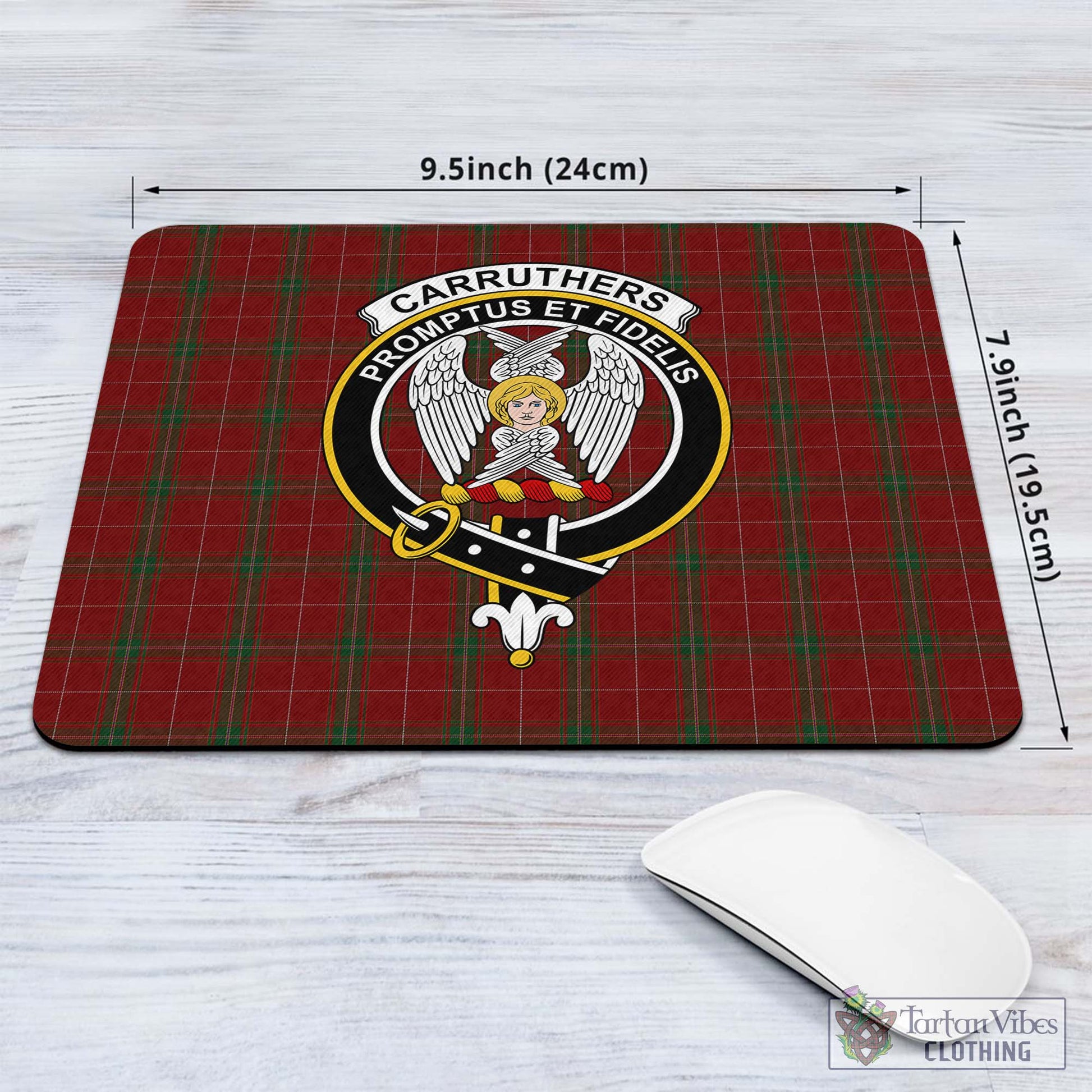 Tartan Vibes Clothing Carruthers Tartan Mouse Pad with Family Crest