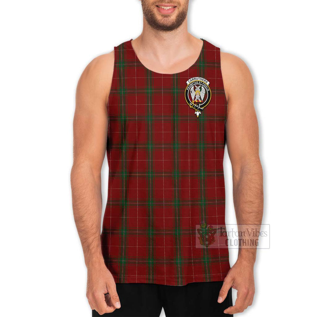 Tartan Vibes Clothing Carruthers Tartan Men's Tank Top with Family Crest and Bearded Skull Holding Bottles of Whiskey