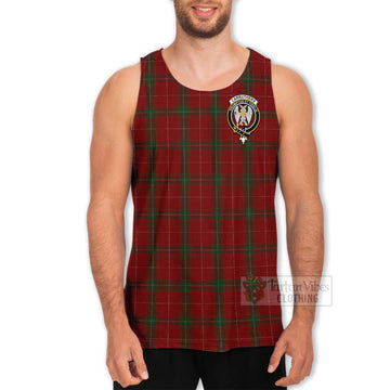 Carruthers Tartan Men's Tank Top with Family Crest and Bearded Skull Holding Bottles of Whiskey