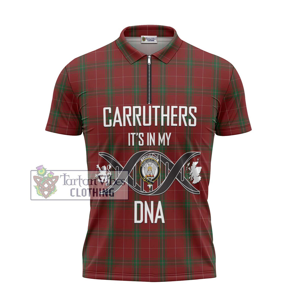 Carruthers Tartan Zipper Polo Shirt with Family Crest DNA In Me Style - Tartanvibesclothing Shop