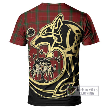 Carruthers Tartan T-Shirt with Family Crest Celtic Wolf Style