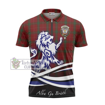 Carruthers Tartan Zipper Polo Shirt with Alba Gu Brath Regal Lion Emblem