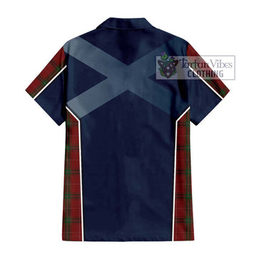 Carruthers Tartan Short Sleeve Button Shirt with Family Crest and Lion Rampant Vibes Sport Style