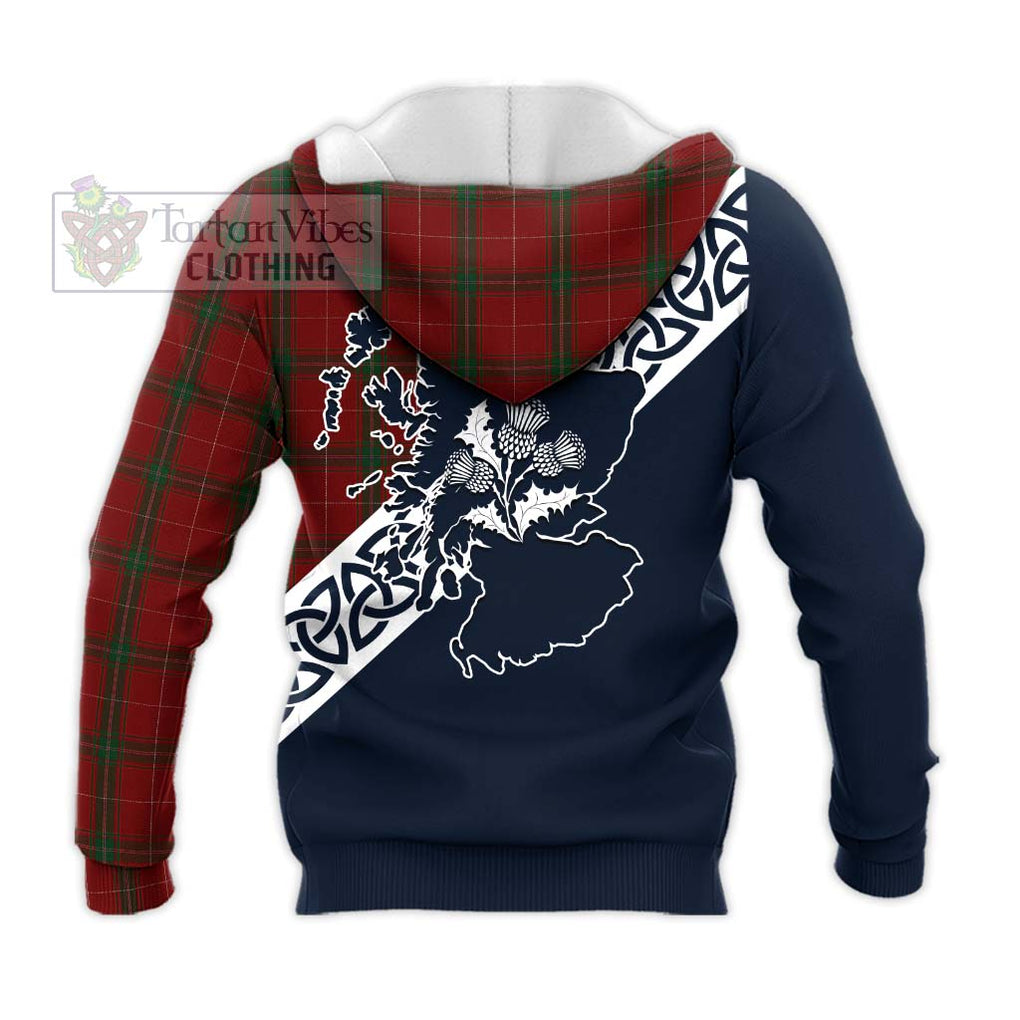 Tartan Vibes Clothing Carruthers Tartan Knitted Hoodie Featuring Thistle and Scotland Map