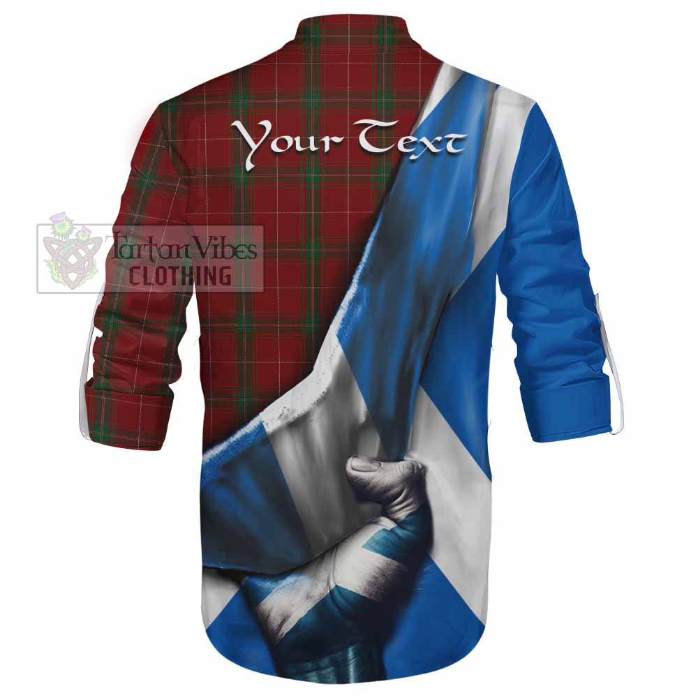 Tartan Vibes Clothing Carruthers Tartan Ghillie Kilt Shirt with Family Crest Scotland Patriotic Style