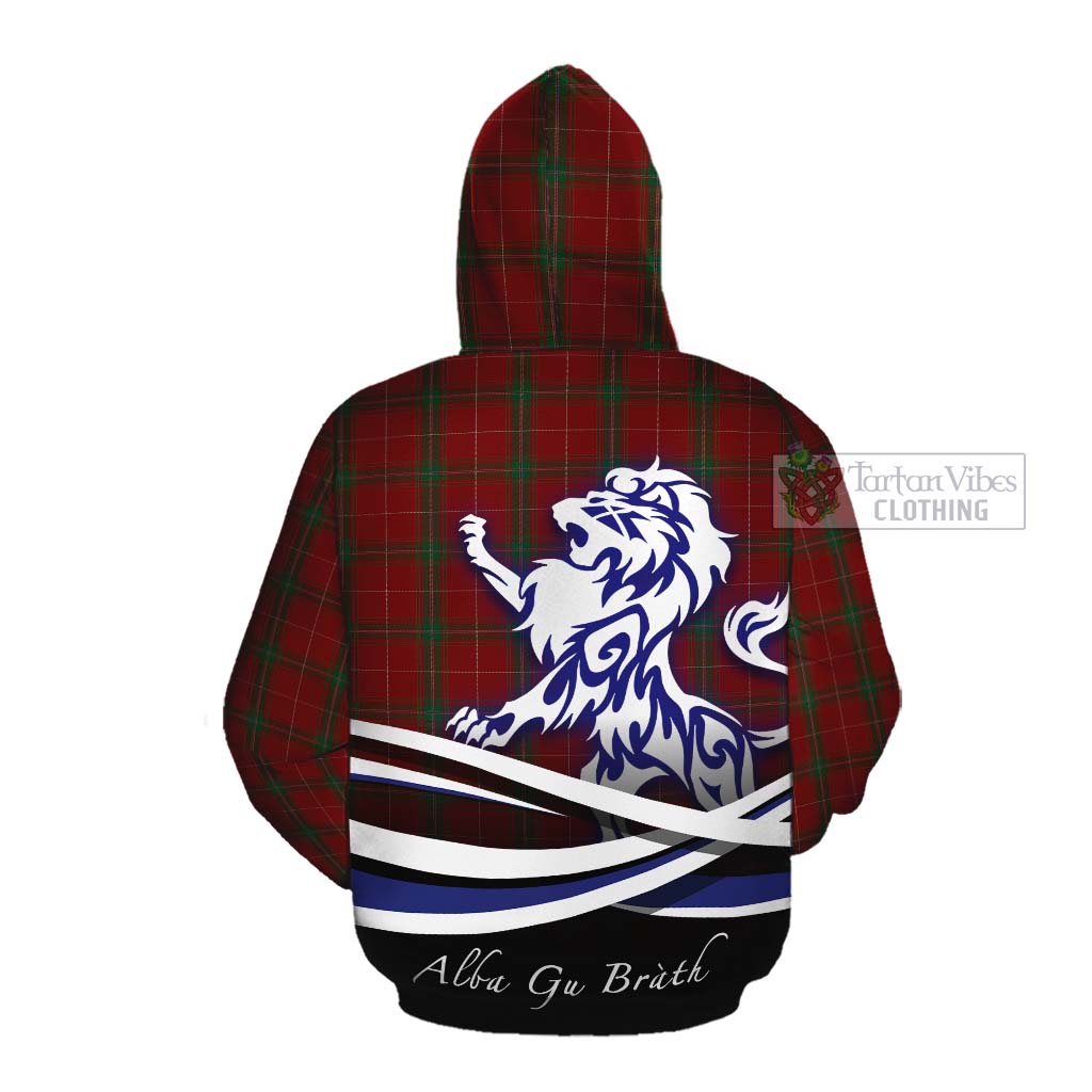 Tartan Vibes Clothing Carruthers Tartan Cotton Hoodie with Alba Gu Brath Regal Lion Emblem