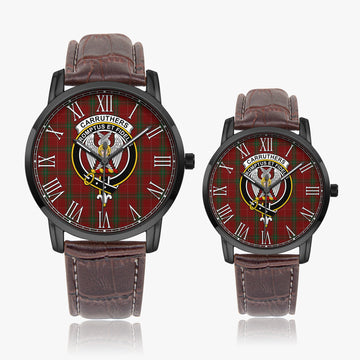 Carruthers Tartan Family Crest Leather Strap Quartz Watch