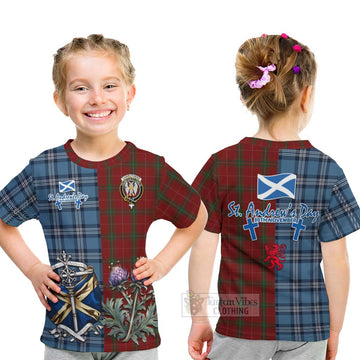 Carruthers Tartan Kid T-Shirt Happy St. Andrew's Day Half Tartan Style