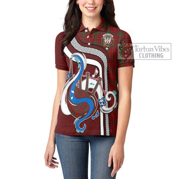 Carruthers Tartan Women's Polo Shirt with Epic Bagpipe Style