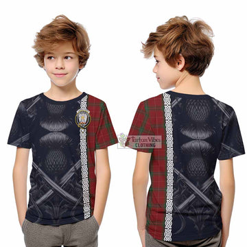 Carruthers Tartan Kid T-Shirt with Family Crest Cross Sword Thistle Celtic Vibes