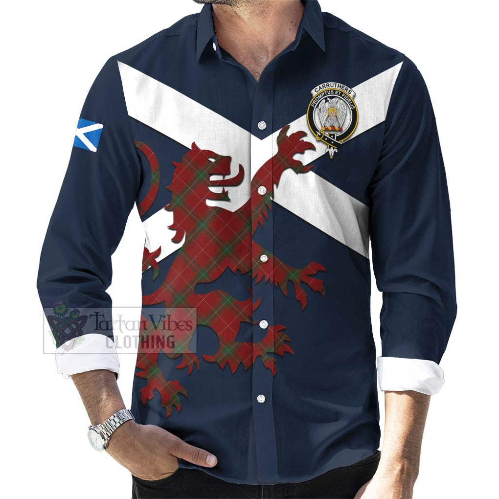 Carruthers Tartan Lion Rampant Long Sleeve Button Shirt Proudly Display Your Heritage with Alba Gu Brath and Clan Name Men's Shirt - Tartan Vibes Clothing