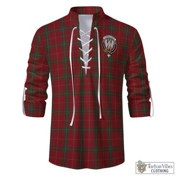 Carruthers Tartan Men's Scottish Traditional Jacobite Ghillie Kilt Shirt with Family Crest