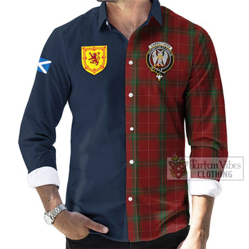 Carruthers Tartan Long Sleeve Button Shirt Alba with Scottish Lion Royal Arm Half Style