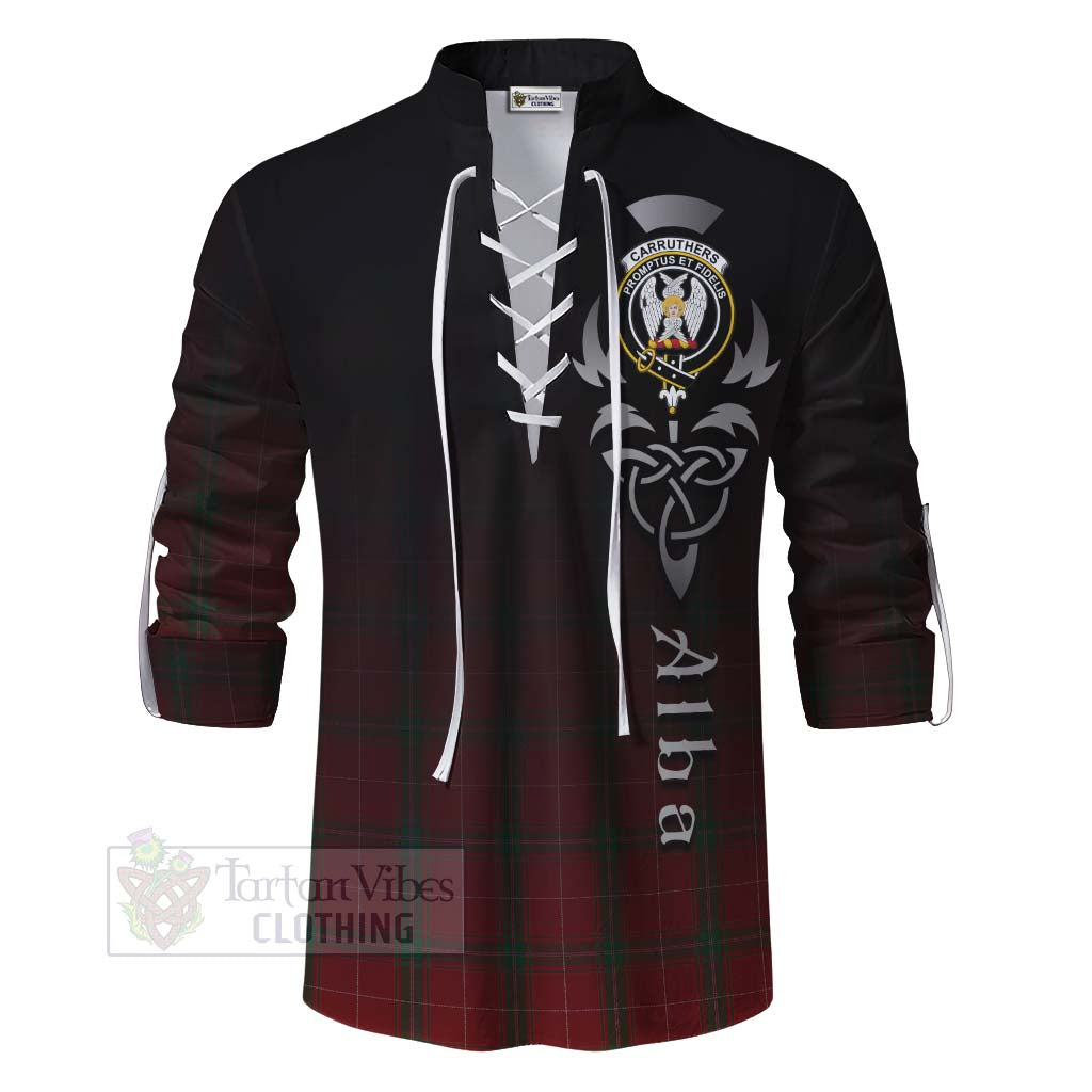 Tartan Vibes Clothing Carruthers Tartan Ghillie Kilt Shirt Featuring Alba Gu Brath Family Crest Celtic Inspired