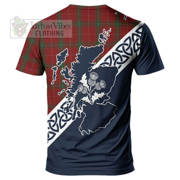 Carruthers Tartan T-Shirt Featuring Thistle and Scotland Map