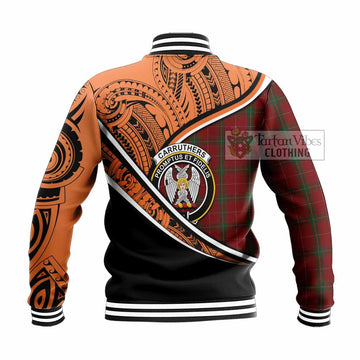 Carruthers Crest Tartan Baseball Jacket with Polynesian Vibes Style - Orange Version