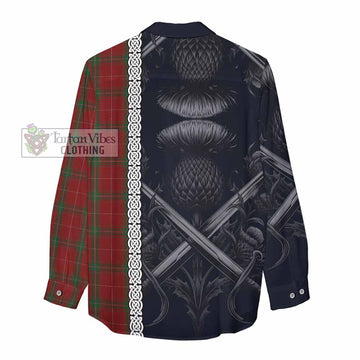 Carruthers Tartan Women's Casual Shirt with Family Crest Cross Sword Thistle Celtic Vibes