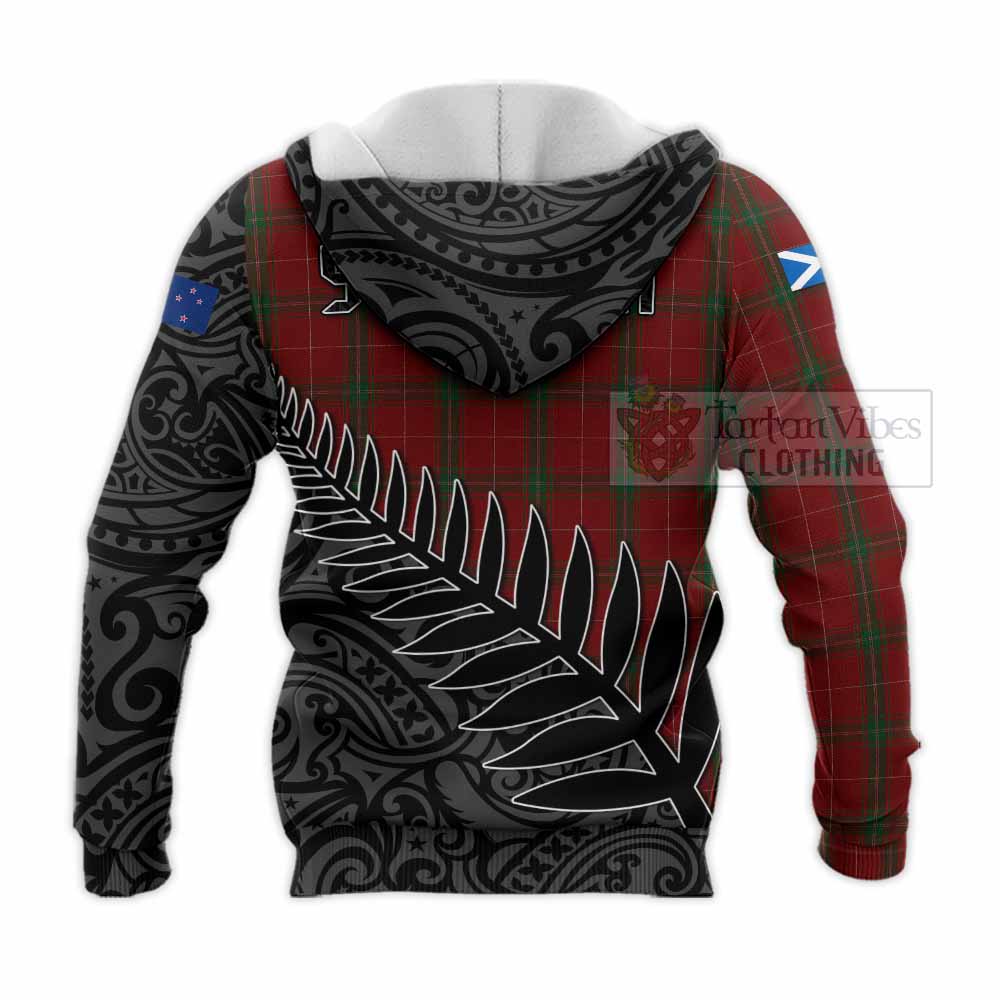 Tartan Vibes Clothing Carruthers Crest Tartan Knitted Hoodie with New Zealand Silver Fern Half Style