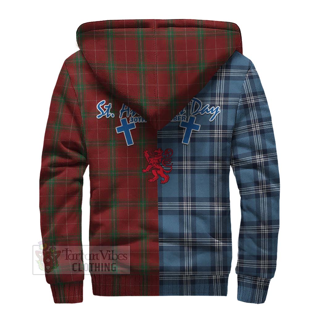 Tartan Vibes Clothing Carruthers Tartan Sherpa Hoodie Happy St. Andrew's Day Half Tartan Style