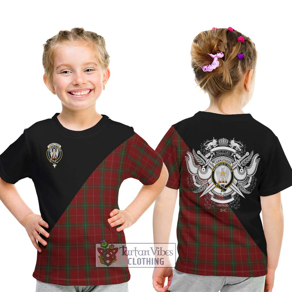 Carruthers Tartan Kid T-Shirt with Family Crest and Military Logo Style - Tartanvibesclothing Shop