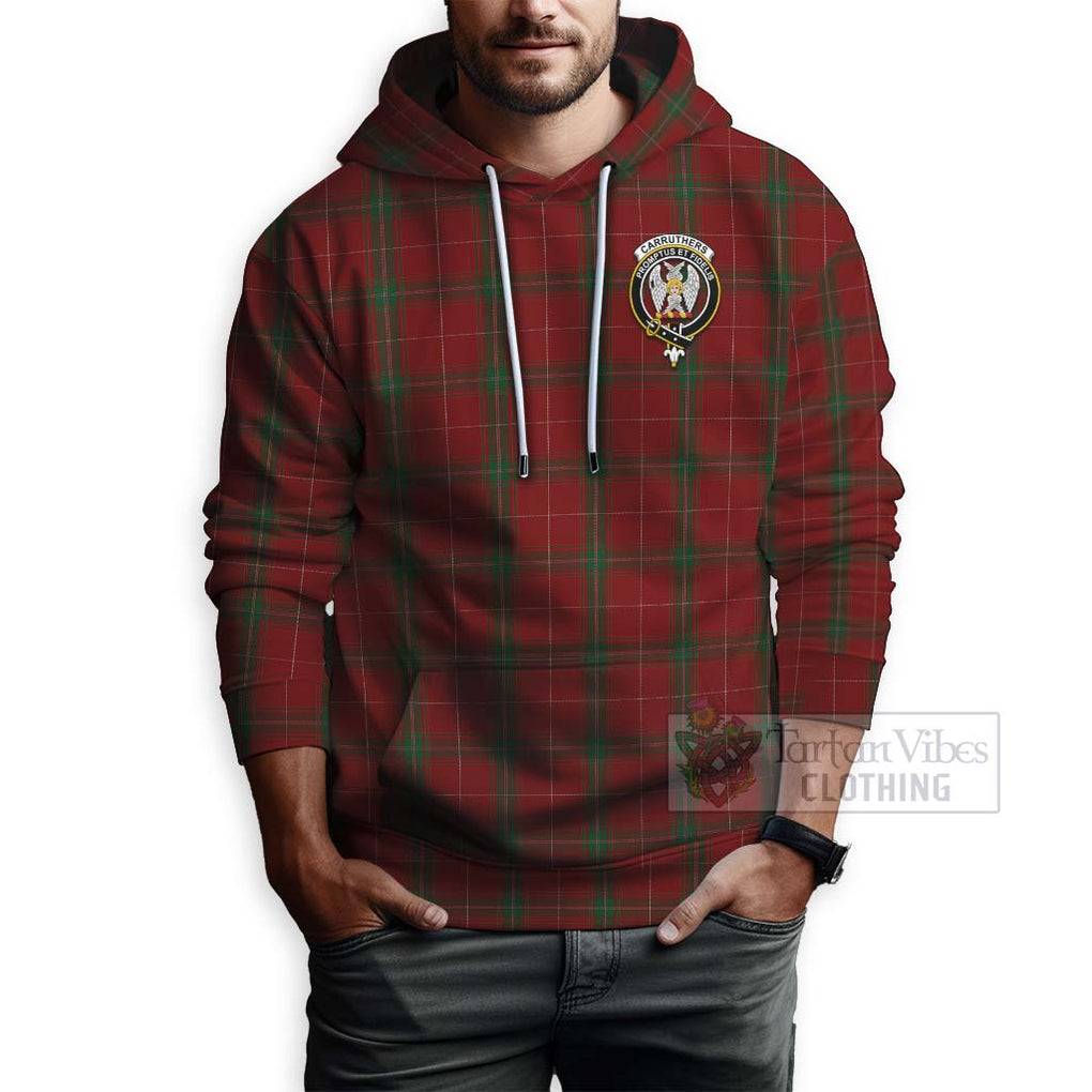 Tartan Vibes Clothing Carruthers Tartan Hoodie with Family Crest Celtic Skull Style