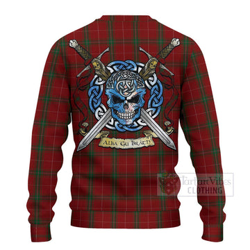 Carruthers Tartan Ugly Sweater with Family Crest Celtic Skull Style