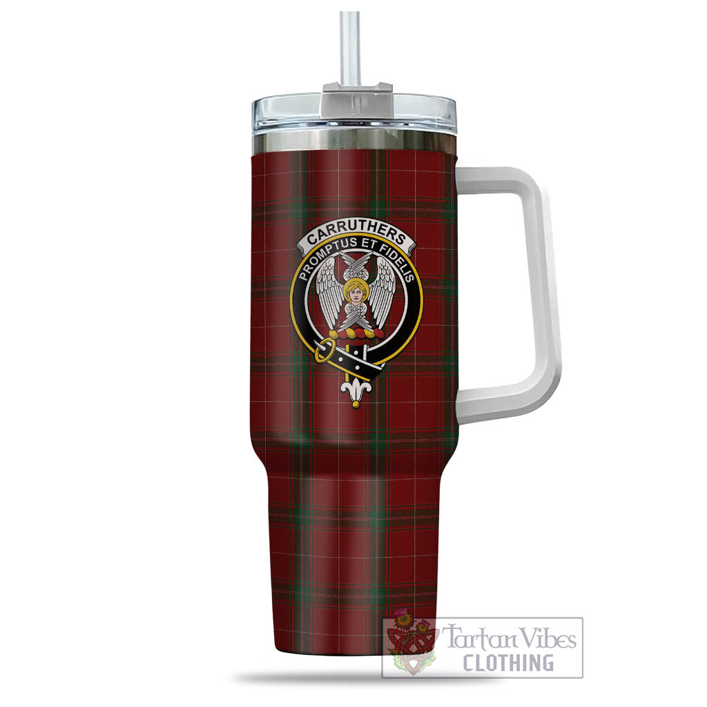 Tartan Vibes Clothing Carruthers Tartan and Family Crest Tumbler with Handle