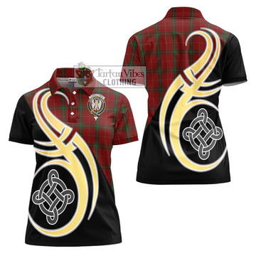 Carruthers Tartan Women's Polo Shirt with Family Crest and Celtic Symbol Style