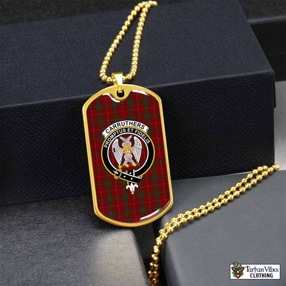 Tartan Vibes Clothing Carruthers Tartan Dog Tag Necklace with Family Crest