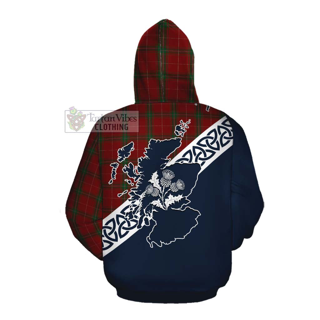 Tartan Vibes Clothing Carruthers Tartan Cotton Hoodie Featuring Thistle and Scotland Map