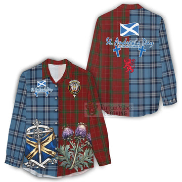 Carruthers Tartan Women's Casual Shirt Happy St. Andrew's Day Half Tartan Style